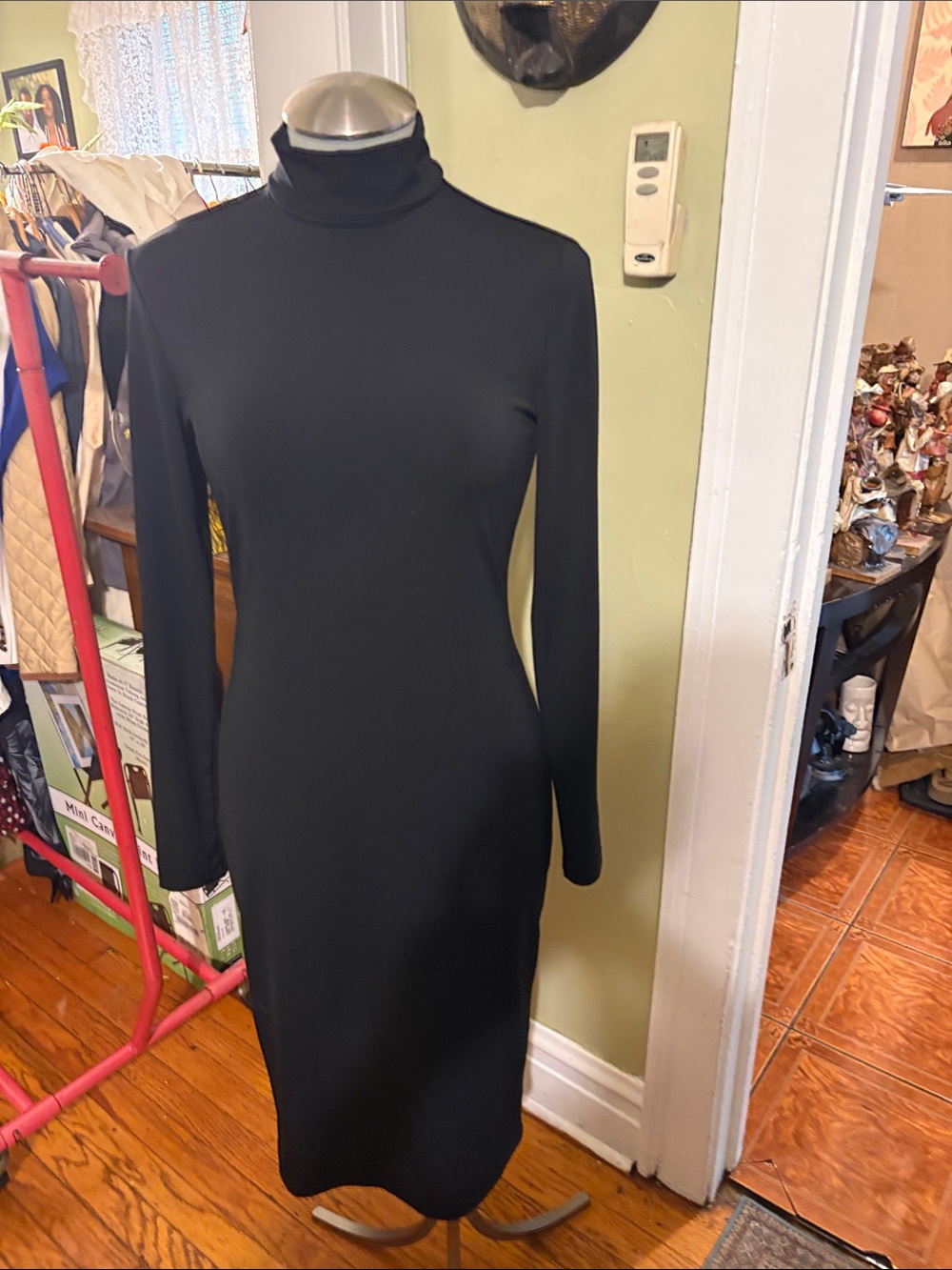 H&M Black Long Sleeve Turtleneck Sheath Dress